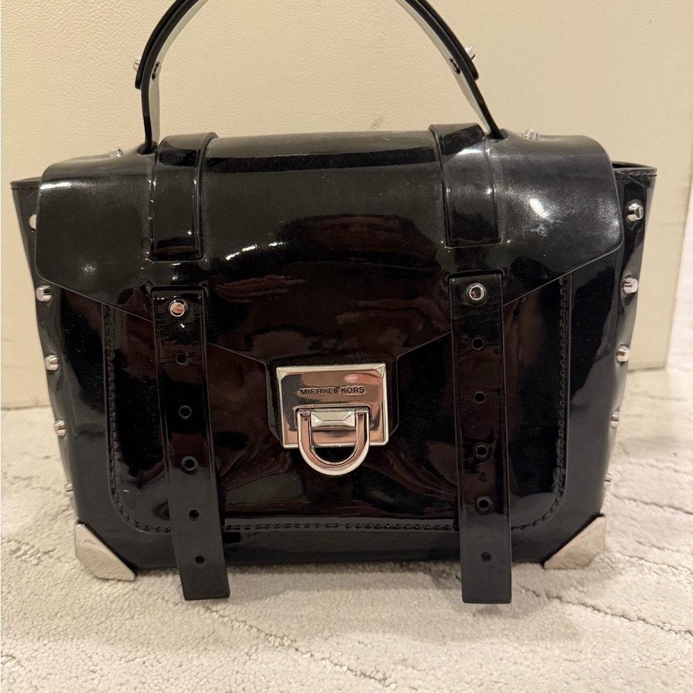 Michael Kors Black Satchel with Glossy Finish